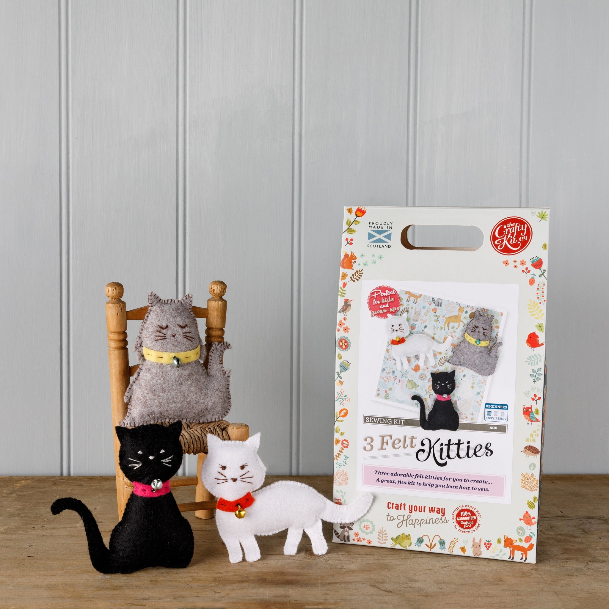 Three Felt Kitties Sewing Craft Kit The Crafty Kit Company