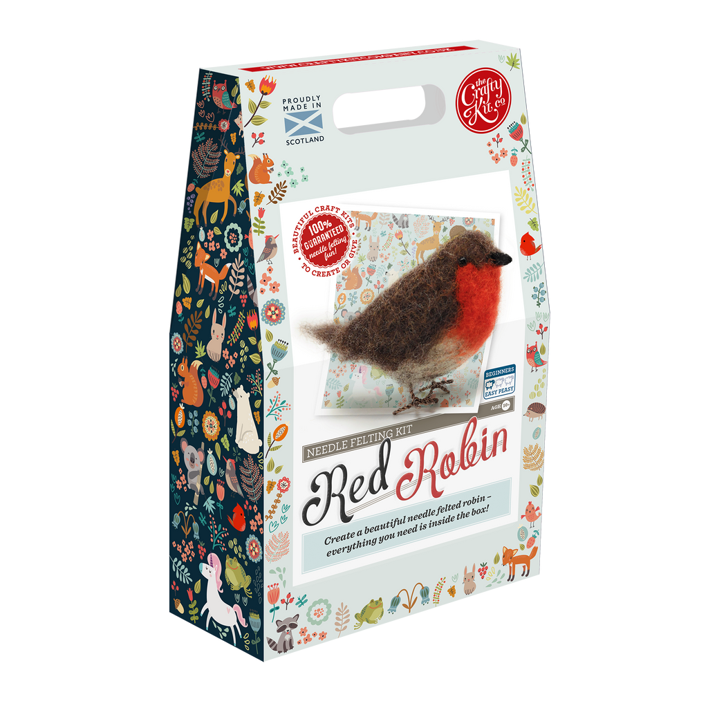 The Crafty Kit Company British Birds Robin Needle Felting Kit Box