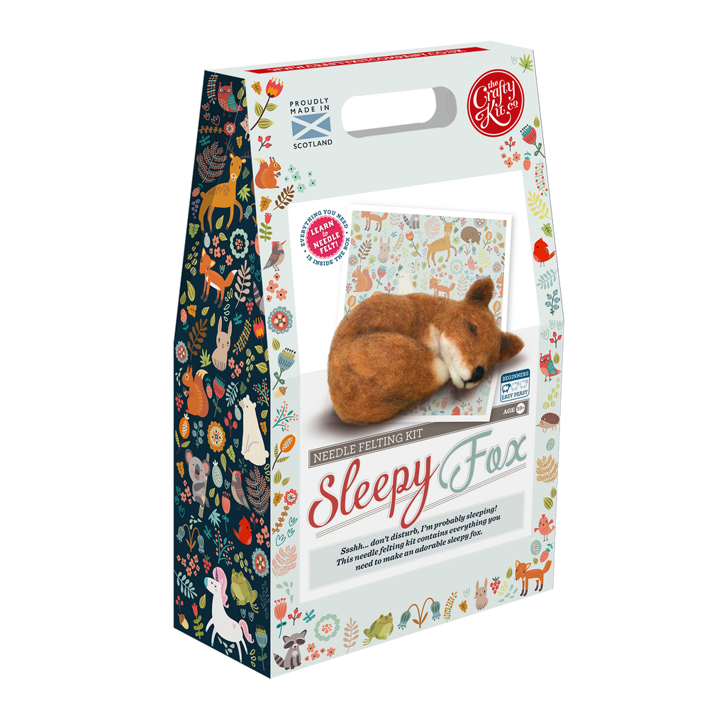 The Crafty Kit Company Sleepy Fox Needle Felting Kit Box 